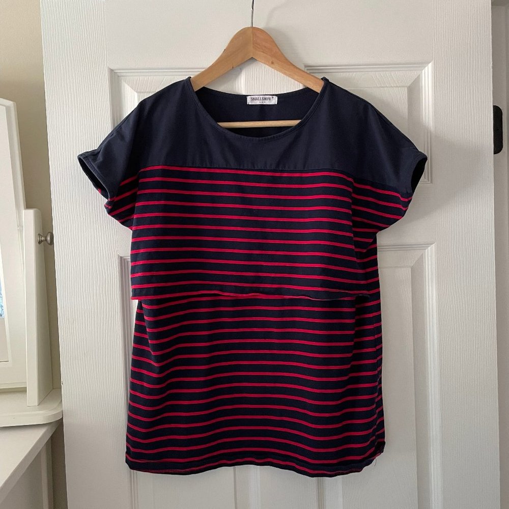 Smallshow Striped Maternity Breastfeeding Nursing Top Size Large